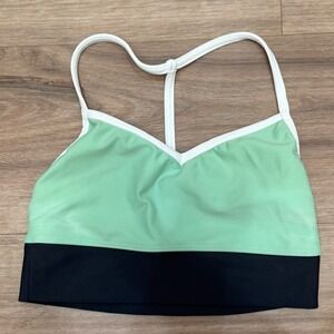 5 Dancewear Mint Black White Trim Racerback Sports Bra Athletic Top Small Adult